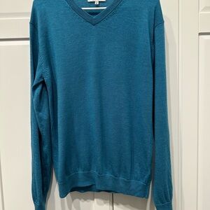 Turnbury Men's Teal V-Neck Sweater,merino wool,business casual,preppy